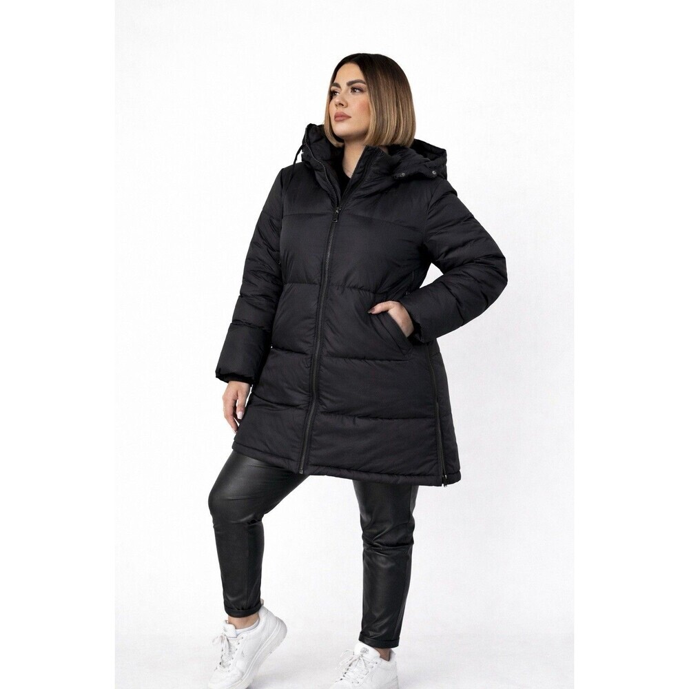 Zara Feathers down hooded puffer jacket coat wind water protection Side Zips M